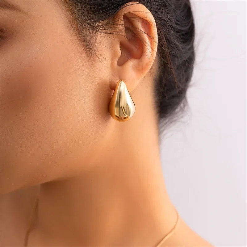 Gold-Plated Vintage Chunky Dome Water Drop Earring
